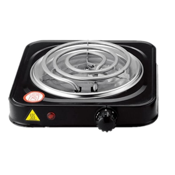 Elektrisk Enkel Kokeplate, Kompakt og Bærbar, Justerbar Temperatur Kokeplate, 1500W, Svart & Stål (FMY) Black