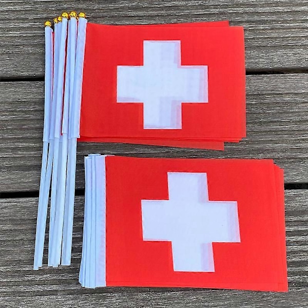 xvggdg 100 st 14 * 21 cm Schweiz Handviftande Nationalflagga Schweizisk handflagga (FMY) Red 14  by  21cm
