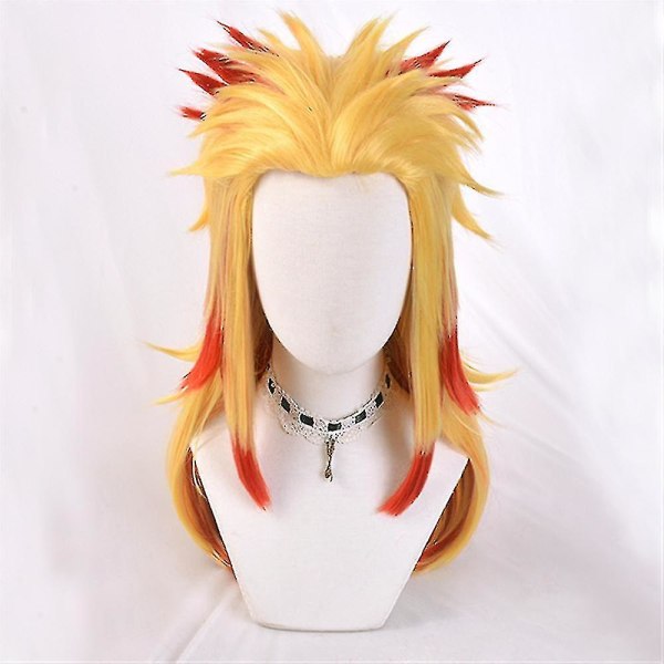 Demon Slayer Rengoku Kyoujurou Cosplay Kostume til Halloween Fest Anime Sæt Gaver  (FMYED) Only Wig One Size - Wig