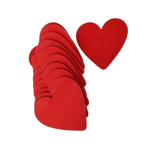 20 stk. 5 cm røde hjerteformede træskiver håndværk tilbehør træstykker ornament træudskæringer bryllup DIY materiale træchip uden hul (FMY) Red 3cm