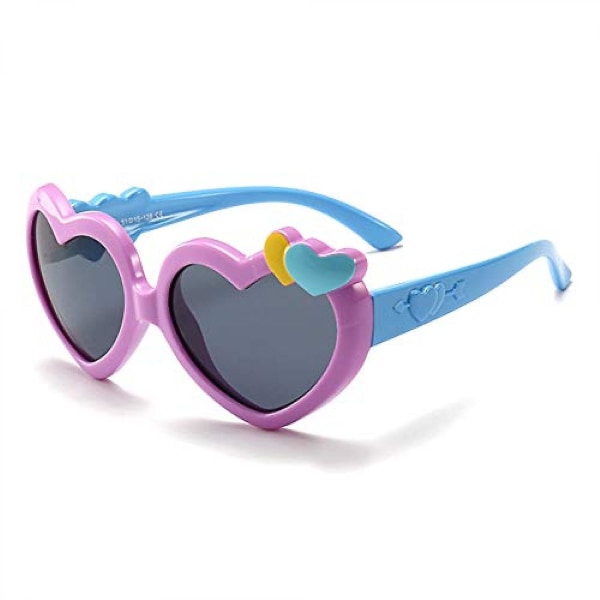 Aveki hjerteformede polariserte barnsolbriller Silikon Babysolbriller Barnebriller, C0 (FMY)
