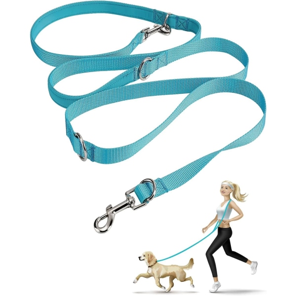 Håndfri Hundeleash, Multifunktionel Hundetræningsleash, 8ft Nylon Dobbelt Leash Til Hvalp Lille Mellem Service Hunde Blå (FMY)