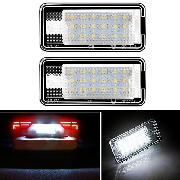 2 st LED-nummerplåtslampor för A3 S3 A4 S4 A6 C6 A8 S8 Q7 (FMY)