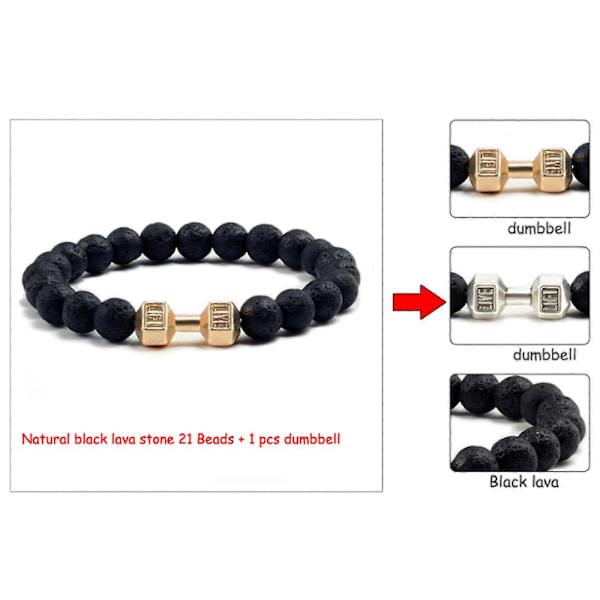 Traintough Håndvægt Armbånd til Mænd, Cool Vulkansten Angst Perlearmbånd, Justerbare Yoga Vægtstang Armbånd Gaver (FMY) gold A