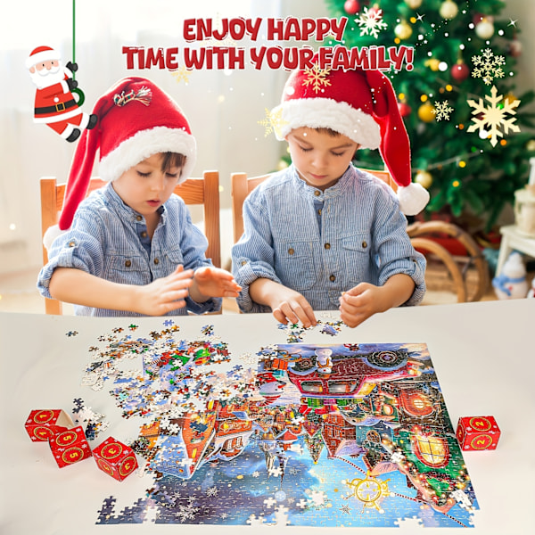 Julpussel Adventskalender 2024, 24 Dagar Julnedräkningskalender För Barn Och Vuxna, 1008 Bitars Pussel Strumpfyllnad (FMY) Snowman