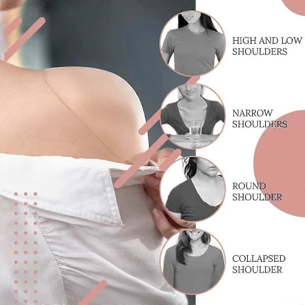 Silikon Skulderputer, Usynlige Pustende Skulderstroppputer Antislipp Push-up Puter, Gjenbrukbare Limskulderforsterkere - 2 Par (FMY) 2Pairs Transparent