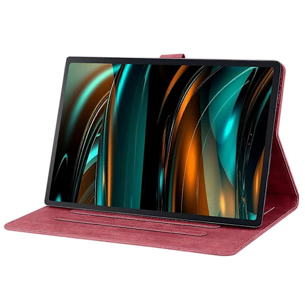 Til Lenovo Tab M11 Plus/ Tab K11 Plus Etui Læder Stand Tablet Cover Blomst Kat Kort Slots (FMY) Wine Red