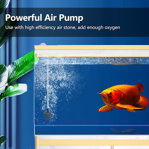 Akvarium USB luftpump liten syrepump med 2 luftsten slang hängande spänne för fisk tank utomhus fiske  (FMY) White With 1 Air Stone