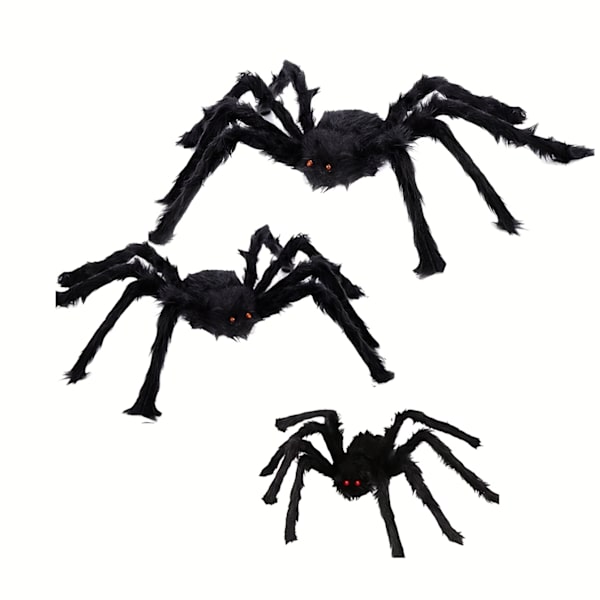 Kjøp 2, få 1 gratis, totalt 3 pakker, Halloween-edderkopper, gigantiske falske skumle hårete edderkopper for Halloween-dekorasjoner utendørs Halloween-dekor innendørs (FMY) 3pcs