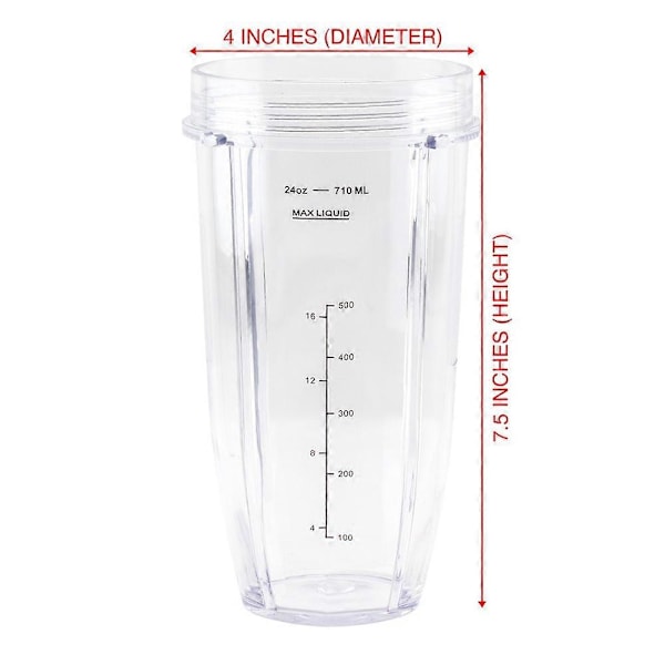 Ersättningsdelar för Ninja Blender, 2 24Oz Muggar med Lock för Utflykt, 7 Fenors Extraktorblad, för Nutri (FMY) BlackClear