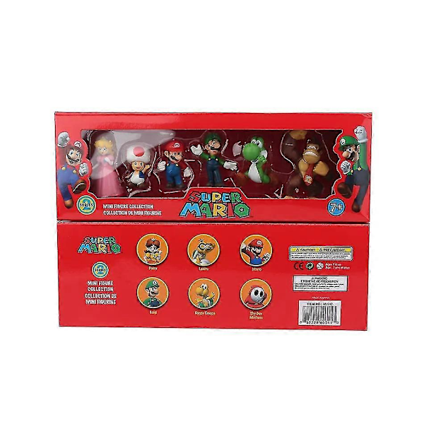 6 stk./sett 4-7cm Super Mario Bros Pvc Action Figur Leker Dukker Modellsett Luigi Yoshi Donkey Kong Sopp For Barn Bursdagsgaver (FMY) No box