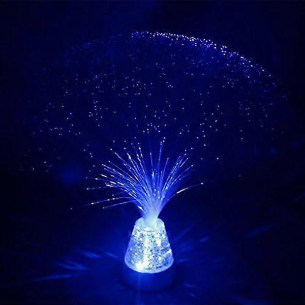 LED Fiberoptisk Lampe, LED Fargerik Skiftende Fiberoptisk Fontene Nattelys med Krystallbase, Multifarget Atmosfærisk Sengbordlys (FMY) 7 Color Rechargeable