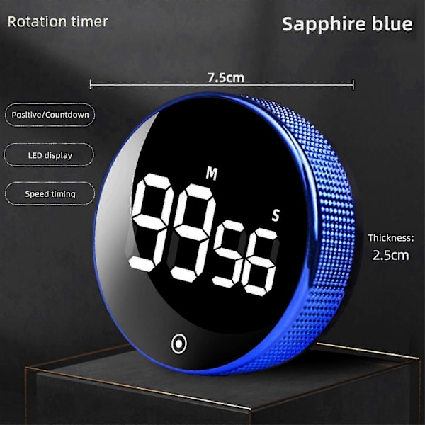 Digitalt LED Timer Manuel Nedtællings Alarmur Magnetisk Stopur Brusebadstimer (FMY) Blue