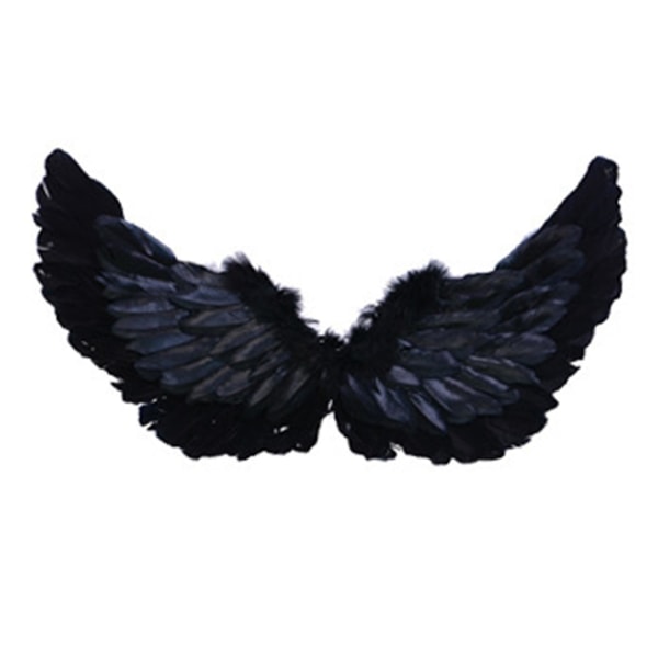 Angel Feather Wings med elastiske stropper Lys farve Letvægts kostume Cosplay Wings Photography (FMY) Black