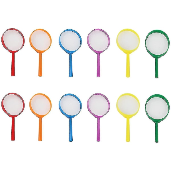 12 stycken plastförstoringsglas, färgglad förstoringsglas för barn, för E äldre att se bilder (FMY)