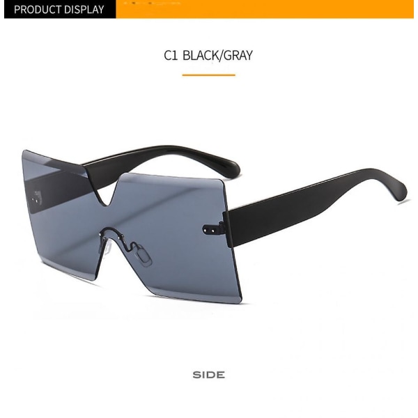C1 stelløs stort stel personlighed Alsidige farvesolbriller i ét stykke Multicolor Fashion Ins Hot sælgende solbriller (FMY)