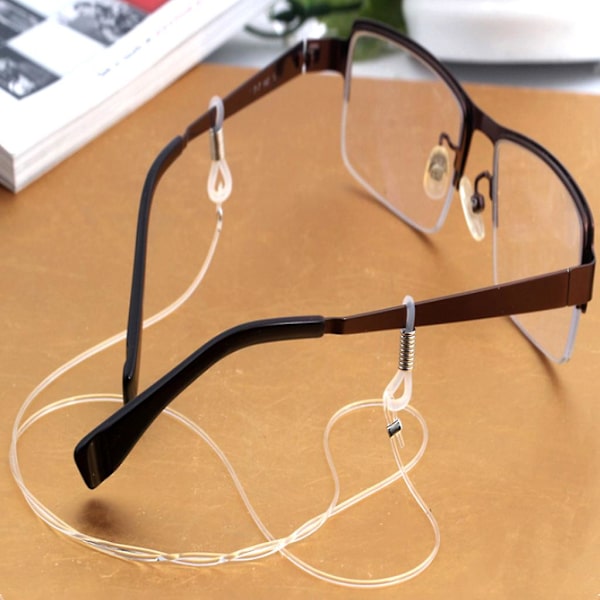 Transparente Brilleglass Anti-Skli Strap Elastisk Halsledning Utendørs Sports Briller Streng Solbriller Tau Band Holder (FMY) White