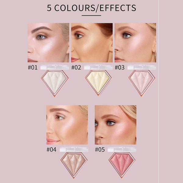5 Farge Highlight Powder For ansiktssminke Glitter Palette Glow For Illuminator Cosmetics Brighten Skin Tone Contour Shi (FMY)