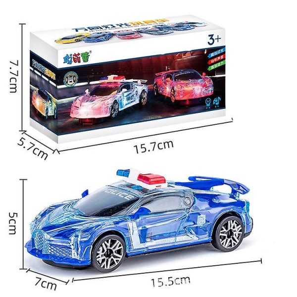 (to stykker) Elektrisk universell musikkbil glødende, leketøysgave treghet sportsbil (universell politibilbelysning musikkblå) (FMY)