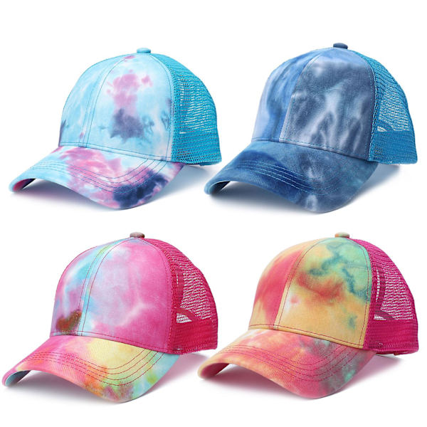 Unisex Tie Dye Säädettävä Snapback Ulkoilma Urheilupäällinen Puuvilla Hip Hop Baseball Hattu (FMY) Rose Red