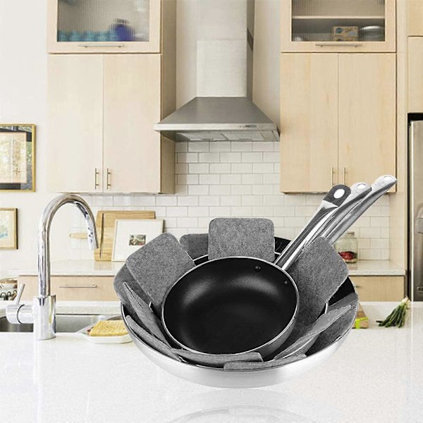 12 stk Filt Potteunderlag Panner Beskyttelsesmatte Stable Sett Potter og Panner Delere med 3 Størrelser - 38cm, 35cm, 26cm  (FMY)