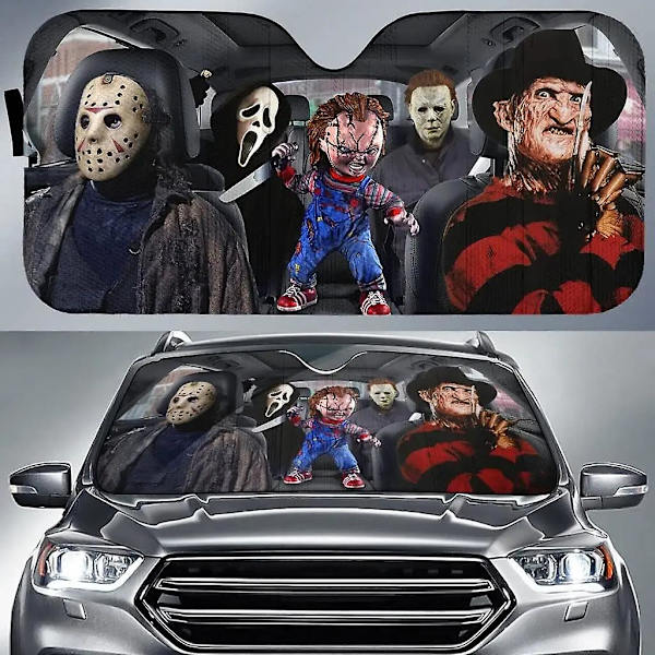 Horror Movie Car Sunshade Jason Voorhees , Freddy Krueger, Pennywise Car Sunshade Horror Movie Characters (FMY) Green