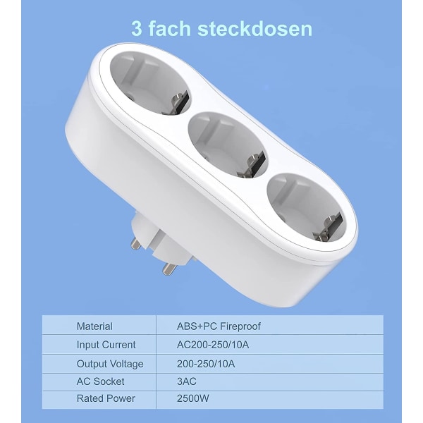 Pistorasiirtoadapteri, monikosketin ilman johtoa Pistorasiajakaja 10a/250v/max 2500w Pistorasiapalkki Kotiin Matkoille