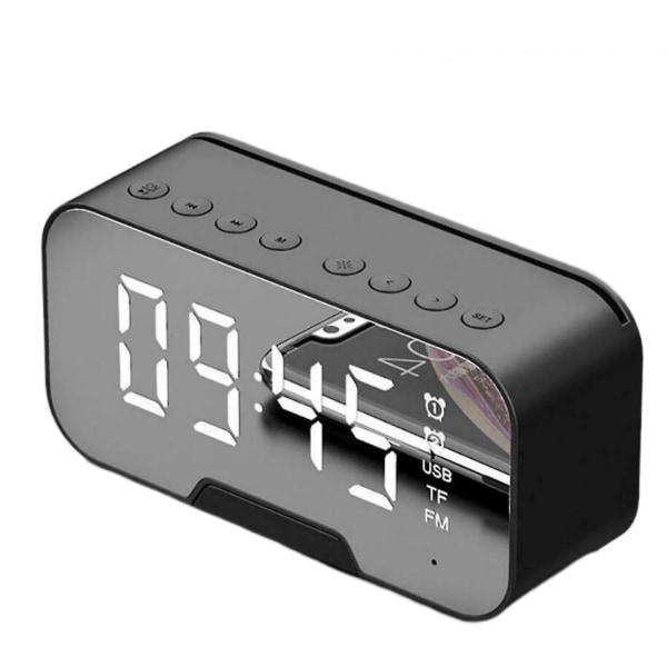 Multifunktions väckarklocka Spegel LED-väckarklocka Multifunktionell trådlös Bluetooth(svart) (FMY)