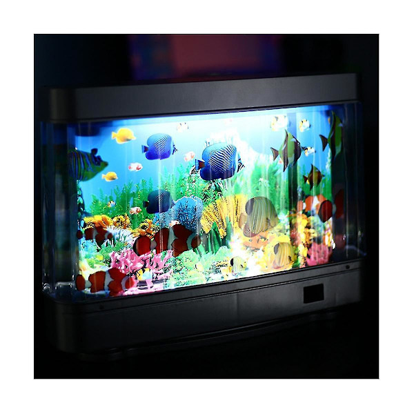 LED Akvarielampe Dynamisk Virtuelt Ocean Delfin Kunstigt Tropisk Landskab Natlys Sød Rumdekoration EU Stik (FMY)