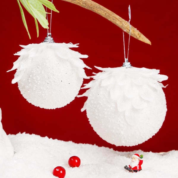 8 cm Vit Julkula Julgran Hängande Hänge Blomma Skum Snow Ball Juldekoration för hemmet 2023 Natal nyår 2024 (FMY) 2