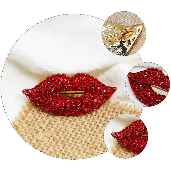 Naisten Lady Parts -rintakorut Punaiset Huulet Rihmauskoru Puku Korsage (FMY) Red 4.1x1.8cm