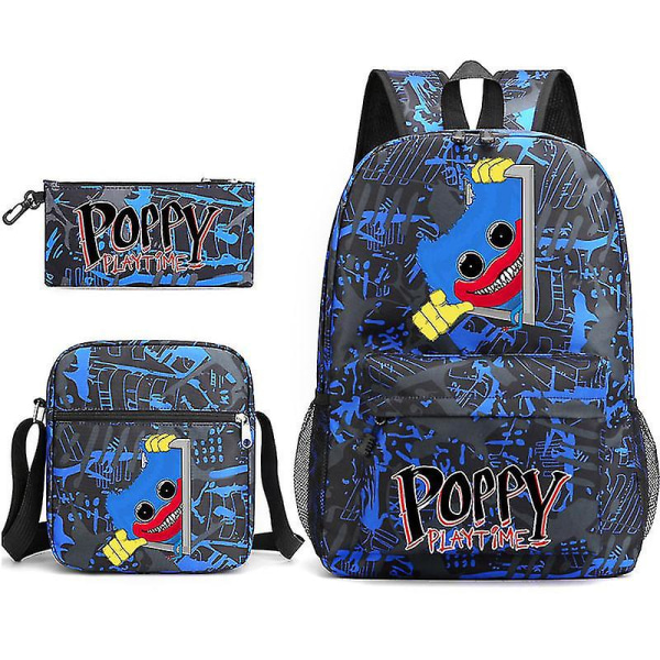 Game Poppy Backpack Huggy Wuggy Skolesekk Skulderveske Blyantveske Gave Til Barn Studenter