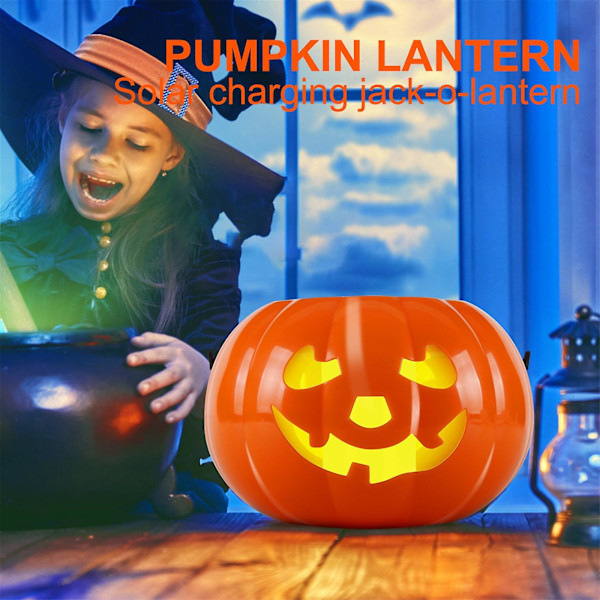 Solcellsdriven Pumpa Gatulampa Halloween Utomhus Dekoration, Halloween Pumpa Markörlampa, Pumpa Lykta Trädgård Innergård Träd Innergård Fest (FMY) Yellow