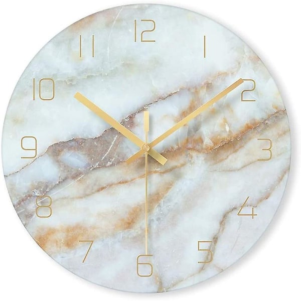 12 inch Marble Pattern Decorative Glass Wall Clock for Living Room Kitchen Office Bedroom  (FMY)