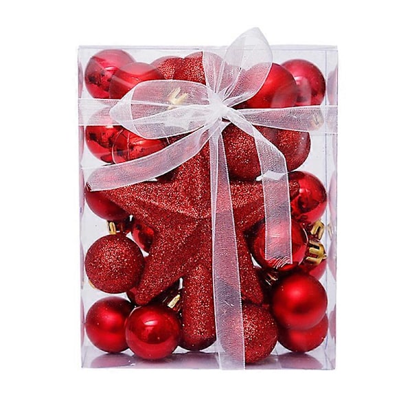 30 st/set Julgranskulor Hängande Ornament Stjärna Topp Noel Navidad Dekoration för Hem Nyårsgåva (FMY) red Other