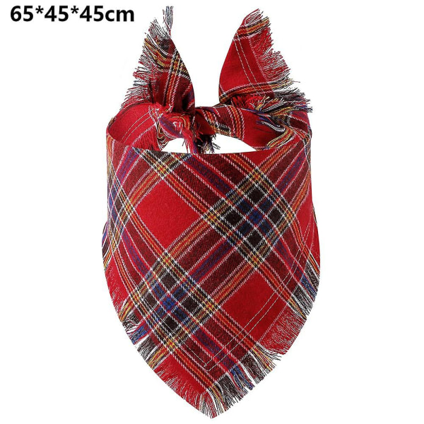 Ruutukuvioiset koiran huivit, 2 kpl kääntyvää kolmiokoiran huivia hapsuilla (FMY) C-65*45*45cm
