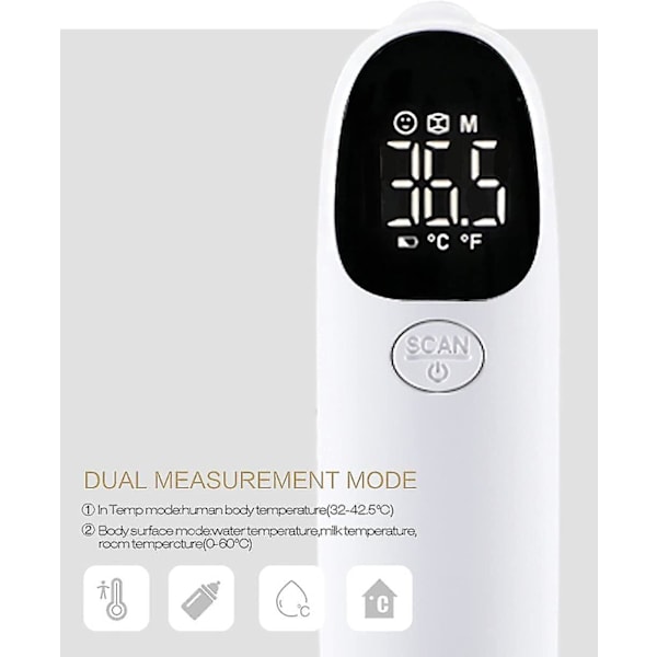 Termometer for Lmell Voksne, Infrarød Digital Termometer, Panne og Øre Gave (FMY)