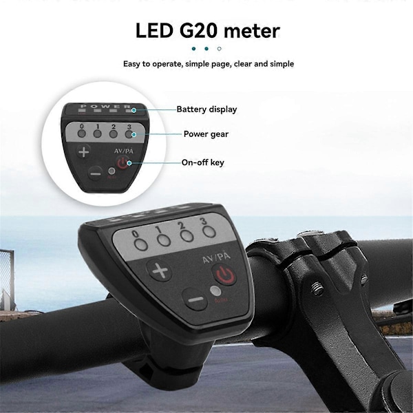 Elektrisk Cykel 36V48V LED G20 Mätarkontrollpanel Display för Ebike 5 Pin Vattentät Kontakt (FMY) Black