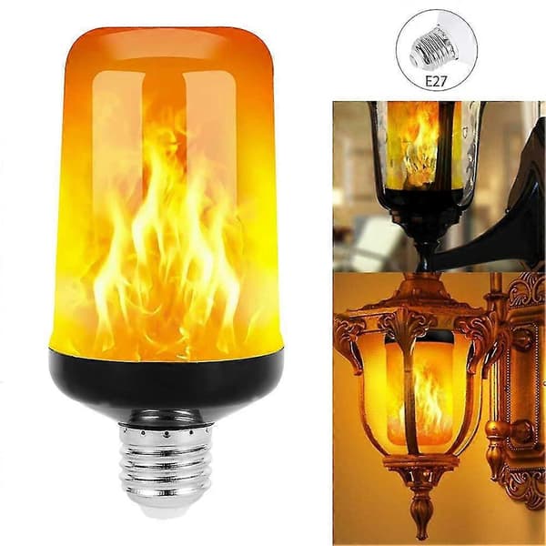 B22/e26/e27 LED Fladdrande Låga Lampa Brinnande Eld Effekt Nattlampa ~ (FMY) E27 Warm light