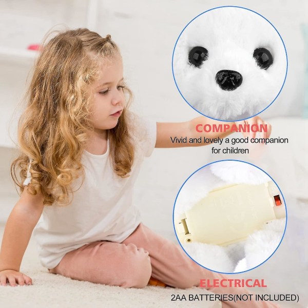 Plush Puppy Leksakshund Elektronisk Interaktiv Hundpromenad, Barkande, Svansviftande, Sträckande Kamratdjur För Barn (FMY) Bichon Frise