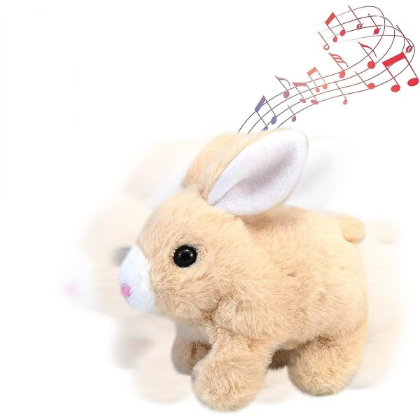 Elektronisk plyschkaninleksak, interaktiv leksak för påskharen, lekfull kanin som hoppar runt gör ljud vickar med öronen (FMY) yellow