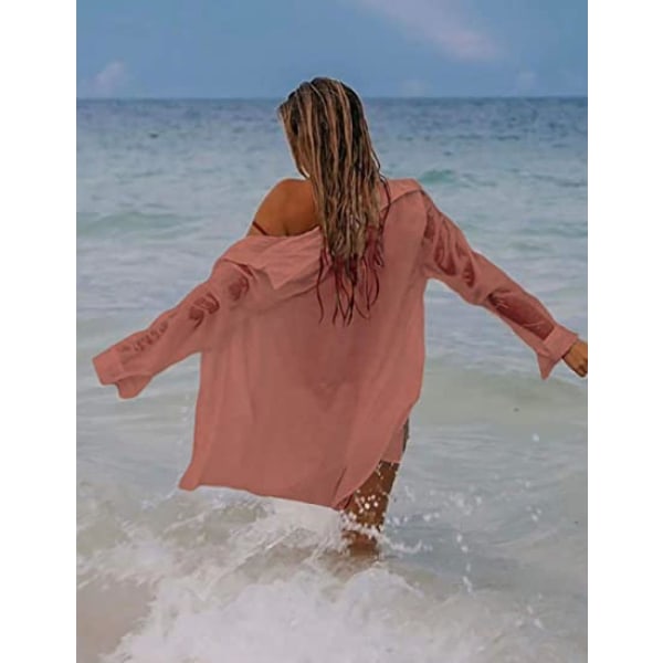 Naisten pitkähihaiset rantapaitapuserot, alakaulus, uimapuvun cover , ruosteenpunainen (FMY)