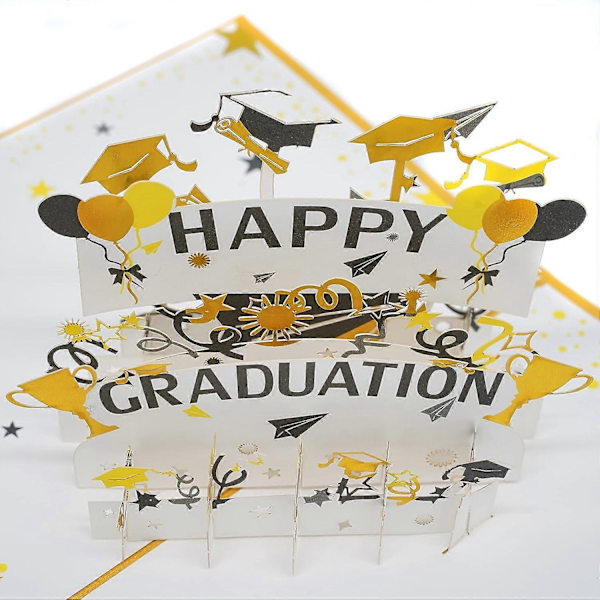 Graduations-pop-up-kort, håndlavet 3D lykønskningskort, glædelig afslutning af børnehave (FMY)