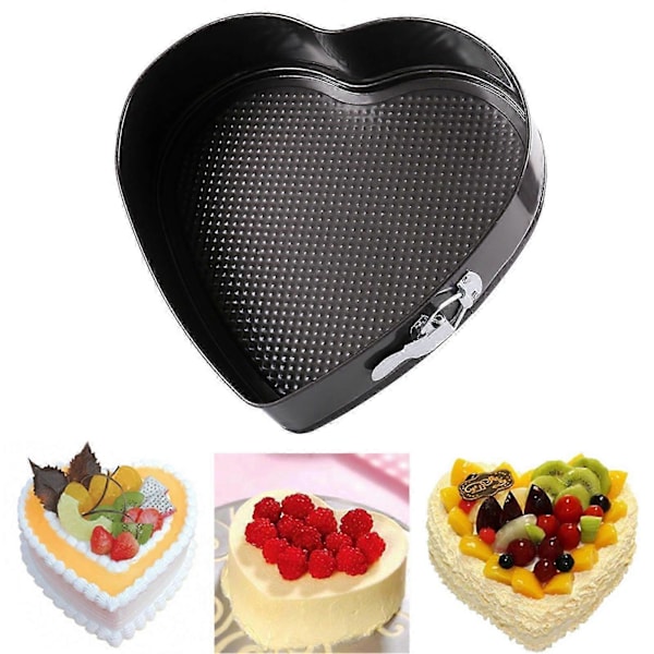 JiKaiX Hjerteformet Springform Food Grade BPA-fri Varmebestandig Gjenbrukbar Mikrobølgeovnsikker Non-Stick Ostekakeform (FMY) 26cm