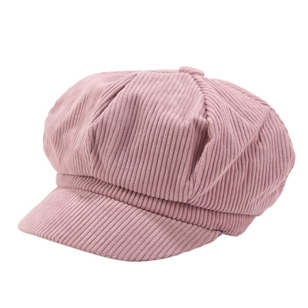 Visor Beret Cap Retro Britisk Stil Peaked 8 Panel Koldresistent Fløjl Kvinder Ottekantet Newsboy Cabbie Maler Hat  (FMY) Dark Pink