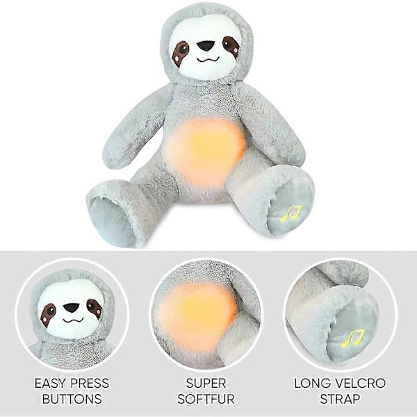 Hengittävä Täytetty Eläin Nukke Uni Rauhoittava Laji Plush Leikki Peli Musiikilla Valo Ahdistuksen Lievitys Plushie Lapsille Taaperoille (FMY) sloth