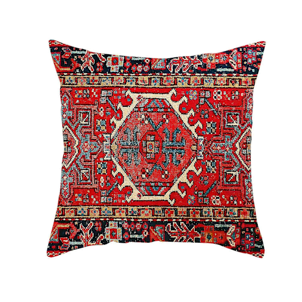 4-delt sett Vintage Rød Blomstret Tyrkisk Persisk Teppe Lin Putetrekk Hjemmepute Putetrekk Geometrisk Persisk Kilim Hjemmeinnredning (FMY)
