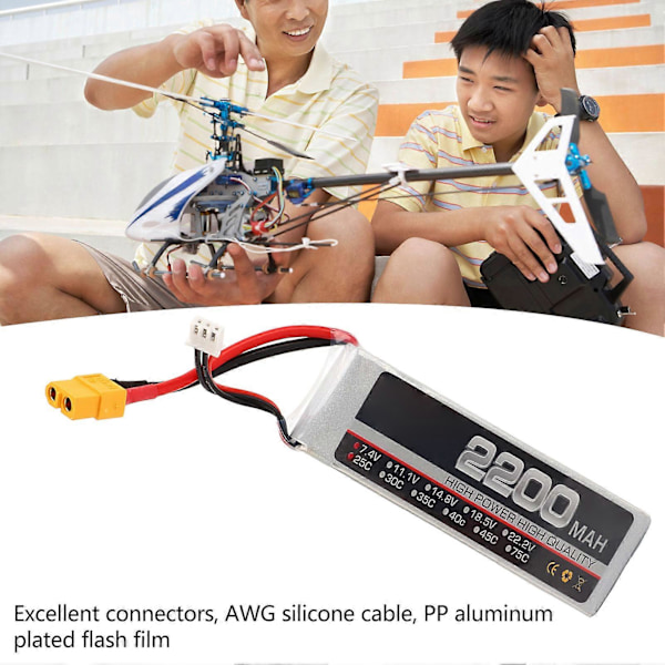 Lipo-batteri 7.4v 2s 2200mah 25c Hög Urladdningshastighet Rc-batterier För Rc-modell Drönarflygtillbehör Xt60  (FMY)