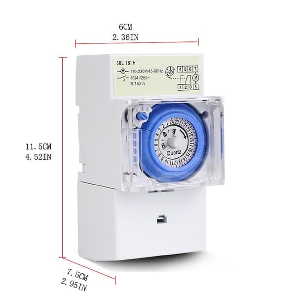 SUL181H 24 timers analog mekanisk timer manuel/auto controller til tidsstyring (FMY) White