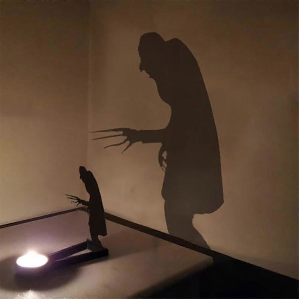 Nosferatu Lysestake Skygge, Halloween Horror Lysestake Te-lys Skyggekaster Fest Horror Dekor (FMY) F